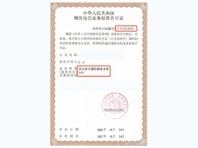 國(guó)內(nèi)多方通信服務(wù)許可證