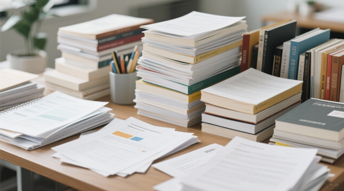 桌面上的材料堆積如山 桌面上的材料堆積如山